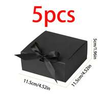 1/5 件套白色礼盒，带盖，尺寸 10.6 x 7.8 x 3.1 英寸，附赠白色丝带，适用于伴娘邀请函、婚礼礼物、生日礼物、派对回礼、装饰、情人节礼物、新娘礼盒 - 純黑色 - 查看 11