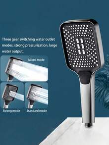 1pc Square High Pressure Shower Head With Large Water Outlets, High Flow Rate, Hand Shower For Home Use - Silver - View 16