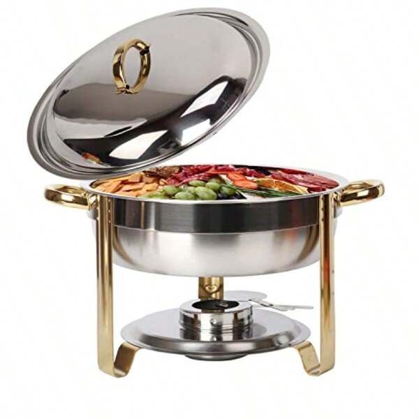 Chafing Dish Buffet Set Round Buffet Food Warmer With Lid Stainless Steel And Oven  Warming Tray Dish Catering Food Warmer For Parties Wedding Birthday Christmas Chafing Server Dish