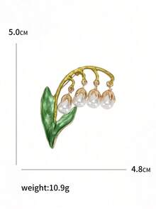 Fashionable Faux Pearl Lily Of The Valley Brooch For Women Men Flower Brooch Dress Suit Pin Accessories Gift - 花朵胸針 - 查看 4