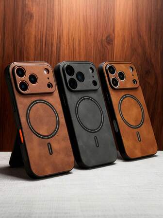 New Luxury Faux Leather Magnetic Shockproof Case Compatible With IPhone 17 16 15 14 13 12 11 Pro Max Plus Air 17Pro 17ProMax Lens Protection Wireless Charging Cases Cover