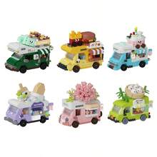 2000+片迷你餐车街景积木套装，DIY玩具，模拟店铺搭建积木游戏拼装玩具，圣诞节/生日/新年礼物 - 彩色 - 查看 3
