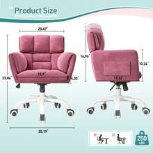 EnHomee Home Office Chair With Wheels & Side Pockets Vanity Chair Adjustable Height Soft Upholstered Modern Desk Chair With Backrest & Arm For Bedroom, Pink - Hồng - Xem 7