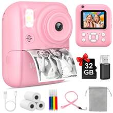 W&O Instant-Print Digital Camera, 1080P HD Video & 2.4" Screen​ - Includes 3 Paper Rolls & Self-Take Function. The Perfect Gift For Valentine's Day, Christmas, Travel, And Weddings. - 粉色 - 查看 2