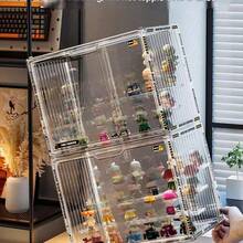 1件/套透明可叠放化妆品收纳盒，防尘防潮，多层设计，坚固美观，适用于各种尺寸的娃娃，易于清洁