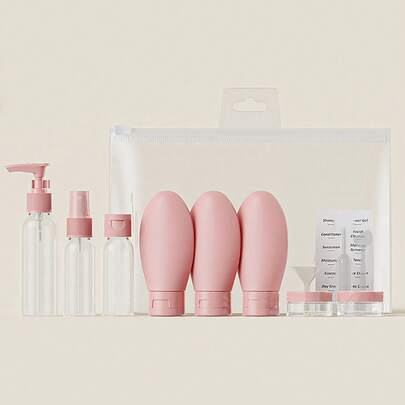 Travel Refillable Bottle Set, Spray Lotion Shampoo Shower Gel Tube Containers, Portable Makeup Cosmetic Liquid Refill Tools