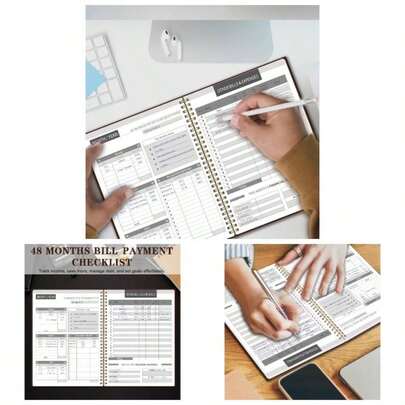 Undated Monthly Bill Payment - 48 - Month Undated Financial Organizer With Income Tracker, Savings Debt Management, Yearly Goals, Expense Tracking 8. 10.6 In, Brown
