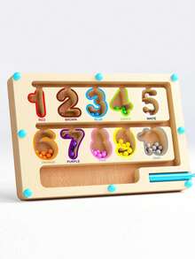 Magnetic Color & Number Maze, Wooden Color Sorting Maze, Color Matching & Counting Puzzle Board, Montessori Matching & Counting Game, Montessori Fine Motor Skills Development Toy - Multicolor - View 15