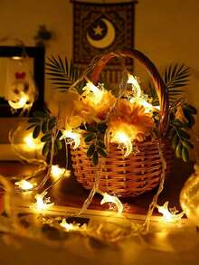 1 pezzo 10/20/40 luci 1,5/3/6m Luci a stringa decorative a forma di luna e stelle per festival, decorazione per compleanni, camera da letto, feste, regalo per vacanze, luci a stringa da 20 piedi a forma di luna e stelle, luci a forma di luna e mini stelle, adatte per cortile, giardino, matrimonio, festa, decorazione per vacanze - luce calda - Visualizzare 15