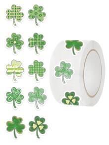 500Pcs St. Patrick's Day Green Lucky Clover Stickers Roll Decals 10 Unique Designs Shamrock Decorative Reward Seal Sticker Waterproof Self-Adhesive No Residue For Envelope Journal Decor Party Supplies Classroom Rewards Holiday Crafts Gift Packaging For Kids Adults Christian - Pink - View 2