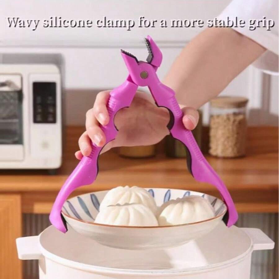 Pinzas resistentes al calor 3 en 1, diseño antideslizante, pueden abrir latas, agarrar platos/tazones, soporte multiusos para ollas y pinzas para vapor, fácil de agarrar utensilios de cocina calientes, herramienta práctica para el hogar y la cocina profesional para el horno, freidora de aire, estufa, parrilla, operación con una sola mano con base antideslizante