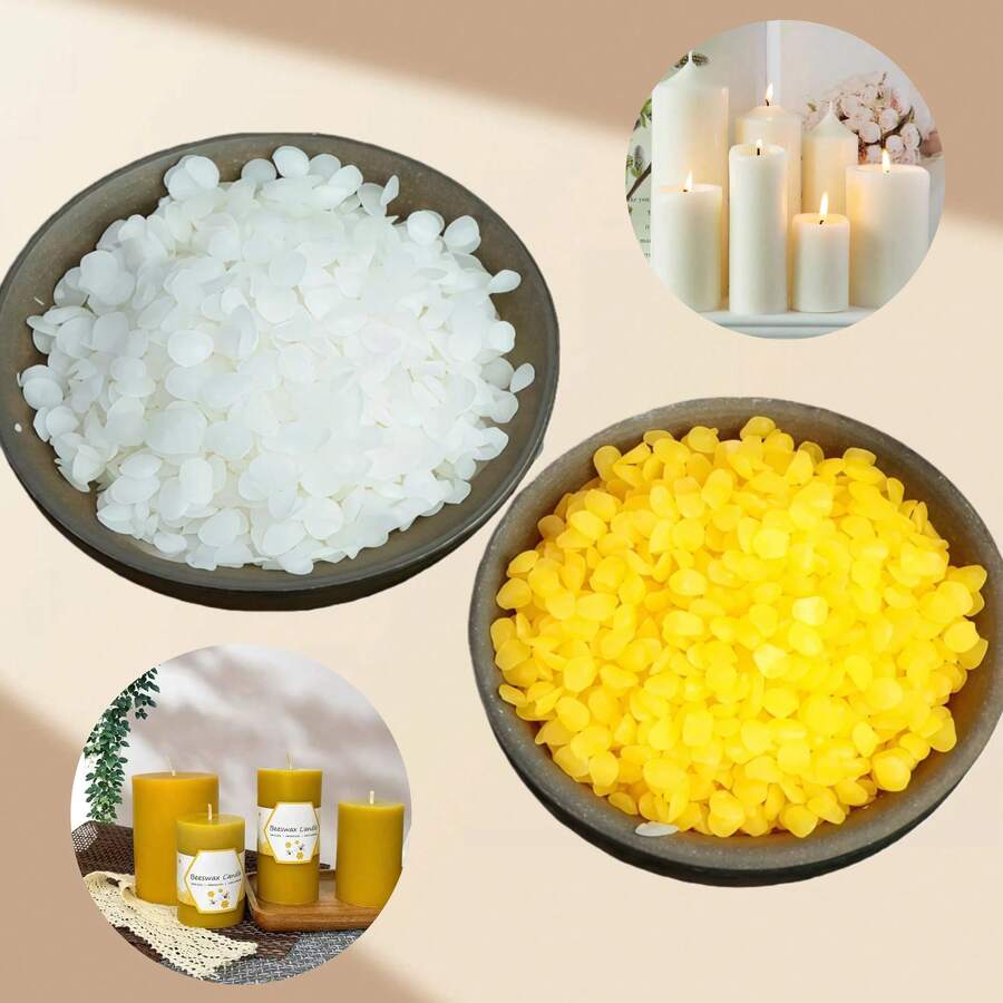 100/500/1000g Cera de abeja blanca y amarilla, materiales para hacer velas DIY, velas perfumadas para el hogar, velas aromáticas para el hogar, elaboración de velas en recipiente, adecuadas para bodas, cumpleaños, San Valentín, Día de la Madre, Día del Padre, diversas fiestas festivas, decoración de ambiente, recuerdos, elaboración de regalos creativos - Multicolor - Ver 1