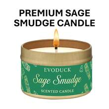 EVODUCK 3oz Sage Smudge Scented Candles Premium Sage Purify Elevate Energy Cleansing Smudge Candle For Meditation, Yoga, Natural Soy Wax For House Blessing, Home Sanctuary Perfect For Spa, Office Decor, Handmade Luxury Spiritual Gift For New Home, Birthday, Self-Care Winter Gifts, Gift For Woman