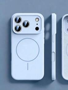 1个哑光液态硅胶极简磁吸手机壳，兼容 17 AIR 16 15 14 13 12 Pro Max Plus，支持无线充电，柔软硅胶后盖 - 藍色 - 查看 1