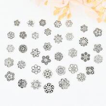 100pcs/Pack Vintage Mixed Style Hollow Flower End Cap Spacer Beads For DIY Bracelet Earring Necklace Jewelry Making - Multicolor - View 2