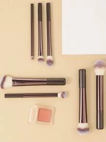 7pcs Professional Makeup Brush Set, Including Blush Brush, Powder Brush, Concealer Brush, Eyeshadow Brush, Complete Makeup Tools, Great For Travel And Gift - Coffee Brown - View 5