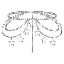 優雅鏤空星形吊墜腰鍊，女款時尚百搭金屬多層褲鍊飾品 - 星星腰鍊 - 查看 7