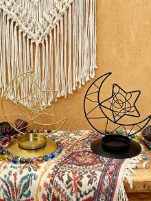 Candelabros de metal adornados con patrones de estrellas y lunas doradas/negras, ornamentos de candelabros con estrellas y lunas, candelabros de estilo nórdico romántico y retro, adecuados para cenas a la luz de las velas, decoración del hogar moderna, mesas de comedor, mesas de café, decoraciones de la sala de estar, decoraciones de boda, regalos de cumpleaños y graduación, llenos de encanto oriental árabe. - Multicolor - Ver 6