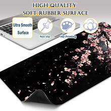 1pc Extra Large Durable Mouse Pad With Pink Cherry Blossoms And Full Moon Design - Precision Stitched Edges, Non-Slip Rubber Base, Washable - Perfect For PC, Office, And Dorm Decor - Ideal Gift For Gamers, Office Workers, And Students