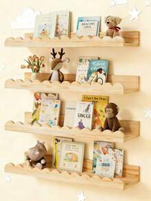 Simple Wall Storage Rack Solid Wood Home Children's Room Floating Bookshelf Living Room Wall-Mounted Wooden Storage Rack - Simple Wall Rack - View 2