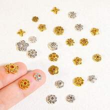 100pcs/Pack Vintage Mixed Style Hollow Flower End Cap Spacer Beads For DIY Bracelet Earring Necklace Jewelry Making - Multicolor - View 10