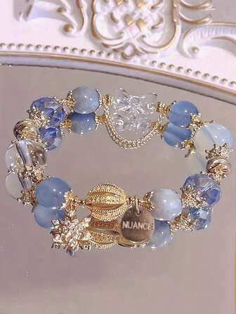 1 件草莓水晶玻璃手链，吊坠手链，送给女朋友、最好的朋友的礼物