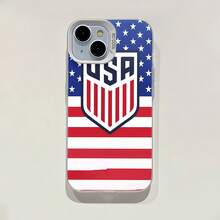 USA Flag Shield Design Phone Case Compatible With  17  16 Pro Max  15 Pro Max  13 And  12 Made Of TPU Material Providing Shock And Drop Protection With A Stylish Look Perfect For Patriotic Fans Ensuring A Comfortable Grip And Durability Making It A Thoughtful Gift For Family Friends And Fellow Enthusiasts - White - View 6