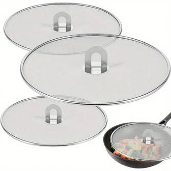 Splatter Screen For Frying Pan Stainless Steel Grease Splatter Guard - Cover Oil Splash When Sizzling Bacon, Cooking Fried Chicken Or Popcorn Rease Splatter Screen For Frying Pan With Fold Flat Knob-Grease Splatter