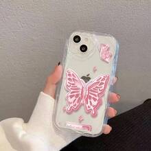 Butterfly Pink Case With Crystal Design For Iphone 17 16 15 14 13 12 Plus 17 Pro 17 Pro Max 17 Air Fashionable Dual Layer Shock Absorption Protective Cover With Precise Cutouts Anti Scratch Durable Finish Perfect Christmas Gift For Friends Lovers Or Yourself - Black - View 7