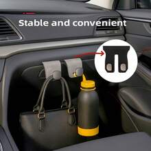 1pc Car Passenger Side Storage Hook - Metal Hook, Suitable For Front Seat And Glove Box, Velvet Design, Non-Slip And Durable, Auto Accessory - A - View 2