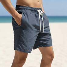 1 Summer Shorts All Regular Fit Pocket Drawstring Tie Beach Daily Holiday Weekend Casual Going Out Carnival Father's Day Spring Picnic Mother's Day New Year Linen Shorts - 藏蓝色 - 查看 6