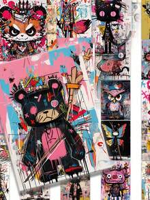 SCXXBSW 50 pièces Style Art Graffiti Fou, Autocollants Décoratifs PVC dessin animé Créatifs Convenant Pour Comptes Portables, Coques de Téléphone, Ordinateurs Portables, Ordinateurs, Valises, Réfrigérateurs, Guitares et Décorations de Vacances