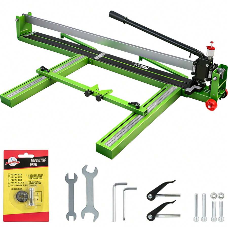 Cortador de Azulejos Manual con Guía Láser de 120 Cm y Rodamiento de Bolas para Proyectos Domésticos y Profesionales, Cuchillas de Aleación, Alta Precisión, Placa de Mango Dividida, Placa de Mango Removible, Duradero, con Posicionamiento Láser Infrarrojo. - Verde - Ver 1