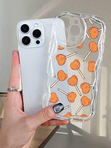 Funda para teléfono con estampado de piruleta en forma de corazón, diseño estético gastronómico, duradera, compatible con iPhone 16ProMax/16E/16Pro/16Plus/16/15ProMax/15Pro/15Plus/15/14ProMax/14Pro/14Plus/14/13ProMax/13Pro/13/13Mini/12ProMax/12Pro/12/12Mini/11ProMax/11Pro/11/XSMAX/XR/X/XS - Transparente - Ver 12