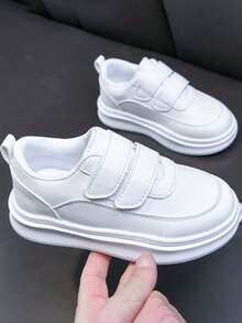 1 Pair Kids' Flat Non-Slip Casual Sports Shoes, Boys' Athletic Running Sneakers, Girls' Versatile Fashion Casual White Shoes, School Shoes - White - View 3