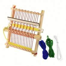 一套木制织布机套装，多功能织布机，可用于DIY时尚壁挂和工艺品制作——无需用电，包含彩色毛线球和工具，是艺术项目和缝纫爱好者的理想之选，经久耐用且用途广泛，适合初学者，也可用于缝纫、编织、成人手工、手工活动、刺绣、DIY创意、家庭娱乐、服装制作，是送给奶奶的礼物。 - 彩色 - 查看 10