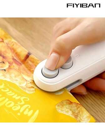 FIYIBAN Mini SnacksBag Sealer, Rechargeable 2 In 1 Bag Heat Sealer With Cutter For Chip, Plastic Bag Re-Sealer Keep Food Fresh, Small Sealing Machine With A Cutter Blade, Heat Vacuum Sealer, USB Rechargeable Sealer, Food Storage Sealer