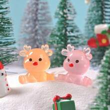 10/20pcs Luminous Mini Resin Elk, Christmas Glow In The Dark Miniature Cute Sitting Style Elk Tiny Animals Figures For Christmas Decorations, DIY Fairy Garden, Micro Landscape, Party Favor Filling, Perfect Birthday Gift(Random Color)