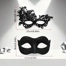 Couple's Deluxe Masquerade Ball Mask Set, Venetian Party Black Mask, Festival Celebration Mask, Carnival Costume Party Romantic Mask For Men And Women Valentine's Day Costume - Black - View 7