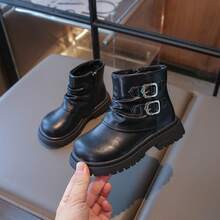 Stacked Boots For Women Winter New Thick-Soled Height-Increasing Round-Toe Buckle Retro Padded Versatile Simple Style  Boots - Coffee Brown - View 5