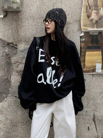 宽松美式圆领卫衣，秋冬款