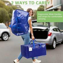 Blue Heavy Duty Moving Bags Extra Large With Zipper Backpack Straps And Carry Handles 87L Storage Bags For Moving Waterproof Packing Bags For Clothes Bedding Organisation Home Travel 6 Pack - Blue - View 5