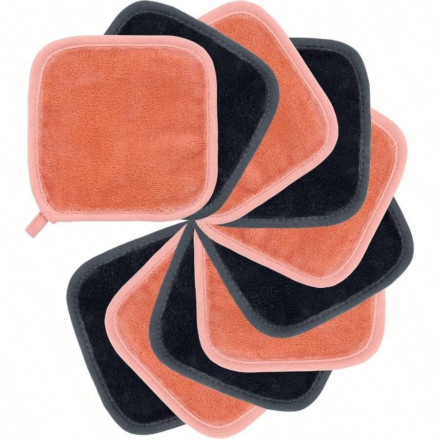 Pao de limpieza y desmaquillante de microfibra hipoalergnica premium, 6x 6 pulgadas, paquete de 10 gris oscuro, rosa - inicial - Ver 1