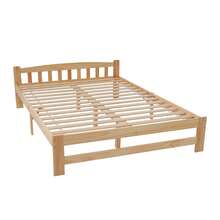 Solid Wood Futon Bed, Double Bed, Natural Solid Wood Bed With Headboard And Slatted Base, Children's Bed, Adult Bed, Natural, 140 X 200 Cm - Natural Wood Color + Solid Wood - View 4