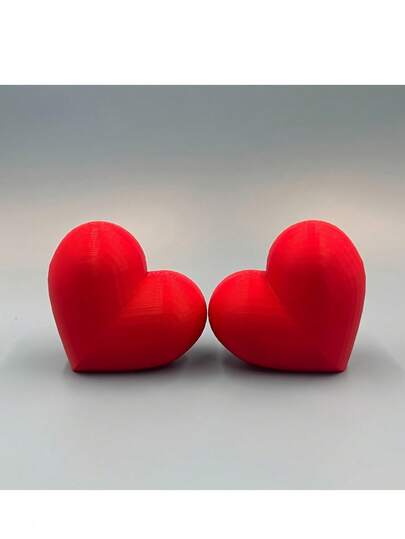 1 pieza/2 piezas Decoración en forma de corazón rojo brillante impresa en 3D - Regalo moderno y minimalista para bodas y el Día de la Madre, decoración de escritorio de plástico de alta calidad para el hogar, dormitorio, sala de estar, sin necesidad de electricidad, adorno para Halloween y Navidad