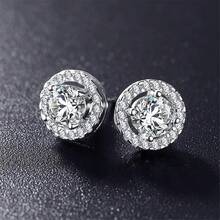 Exquisite  Round Diamond Stud Earrings Fashion Cross-Border European And American Women's New  Earrings Jewelry - 金色 - 查看 3
