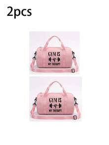 1pc Dumbbell Pattern "Fitness Is My Therapy" Shoulder Bag - Adjustable Strap And Top Handle, Durable Fabric Mini Bag | 4 Styles And Multiple Colors Available, Multifunctional Small Gym Bag Suitable For Fitness, Dance, Commuting And Outdoor Activities | Casual Streetwear Minimalist Design Handbag | Perfect Gift For Friends/Family/Loved Ones, Ideal Holiday Gift For Fitness Enthusiasts, Back To School Essential