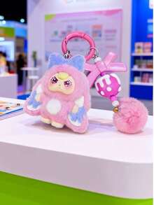 1pc Cute Cartoon 3D Flocked Keychain, Decorative Pendant Keychain, Cartoon Backpack Charm, Car Keychain, Bag Charm, Birthday Gift, Party Favor, Friend Gift, Cartoon Keychain, Small Pendant
