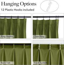 Olive Green Pinch Pleated Curtains 96 Inches Long, Thermal Insulated Window Drapes With Hooks, Soft Track System Panels Living Room, W38 X L96, 2 Panels, Home Decor - Dusty Pink - View 8