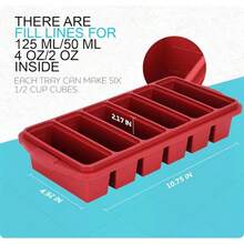 Black Friday11/2 Cup Silicone Freezer Tray With Lid - Silicone Freezer Molds 2-Pack For Meal Prep & Freezing Of Various Sauces And Other Dishes, Makes 12 Perfect 1/2 Cup Portions Cubes,Oven And Dishwasher - 紅色 - 查看 4